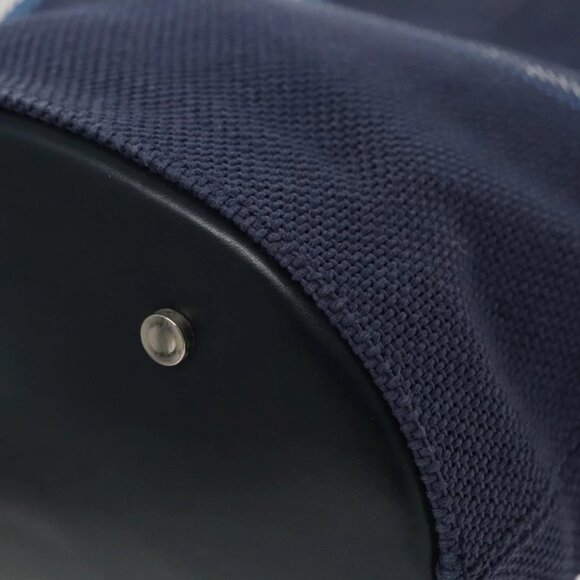 BURBERRY Nova Check Tote Bag Canvas Navy Silver - Picture 10 of 16